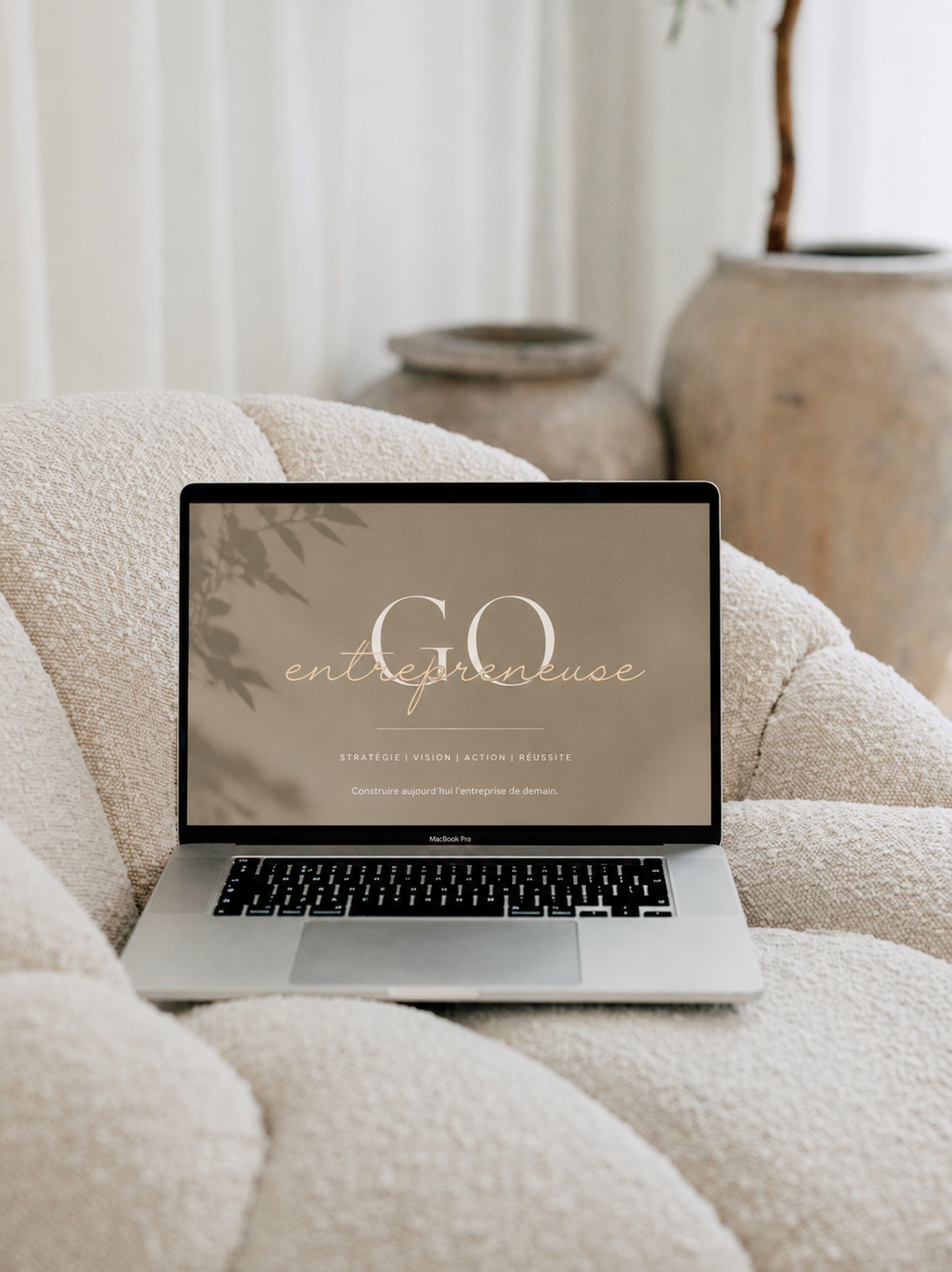 Aperçu du site Go Entrepreneuse sur MacBook